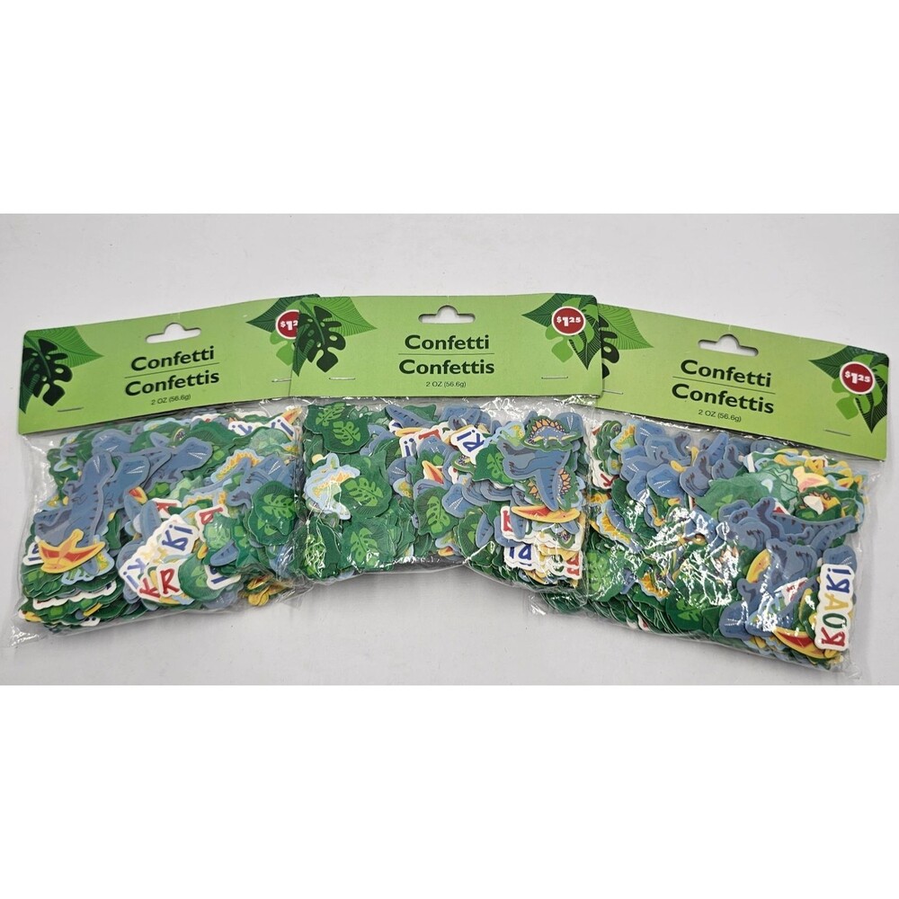 3pk Dinosaur ROAR Rain Forest Animals Confetti Baby Shower Party Decorations NEW
